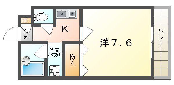 ウェルネス三界(1K/6階)の間取り写真