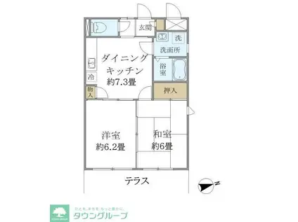 フォルス船橋III(2DK/1階)の間取り写真