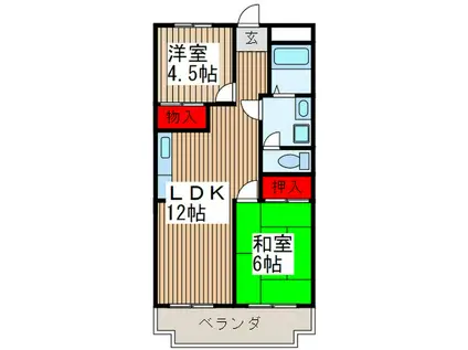 新田第6中島ハイツ(2LDK/2階)の間取り写真