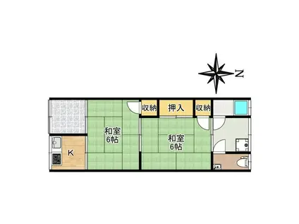 リベルテ葛城(2K/2階)の間取り写真