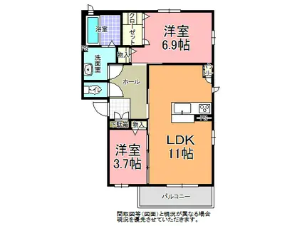 グラナートA(2LDK/2階)の間取り写真