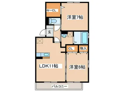 シェリール(2LDK/1階)の間取り写真