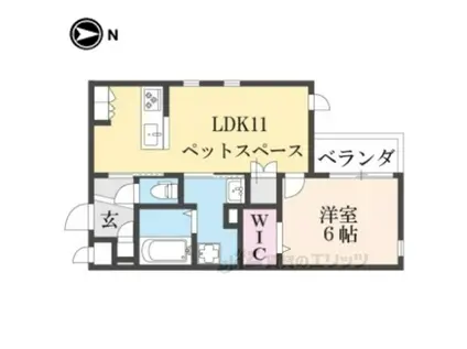 アップルコート北山(1LDK/2階)の間取り写真