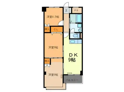 ロワールミタハイツ(3DK/4階)の間取り写真