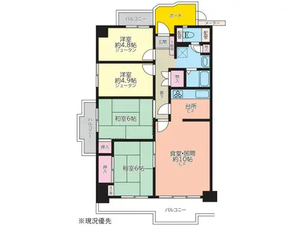新ゆりグリーンタウンポプラ街区2号棟(4LDK/5階)の間取り写真