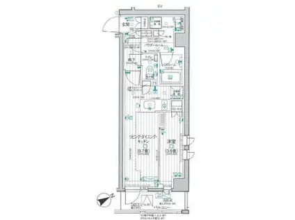 デュオステージ下落合(ワンルーム/2階)の間取り写真