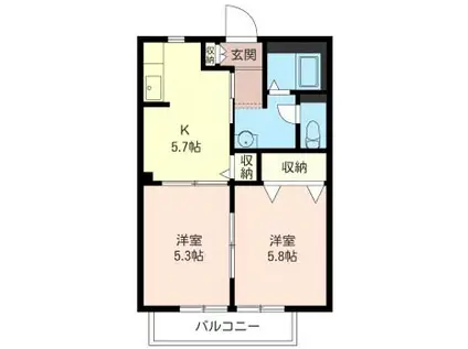 SHAMAISON ルミグラン(2K/2階)の間取り写真