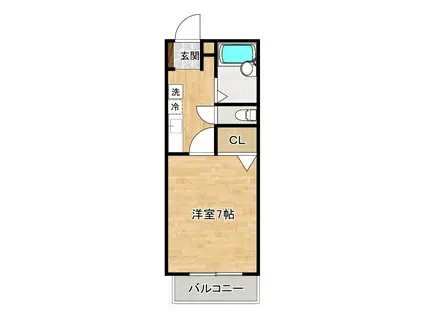 カンパーニュ出屋敷II(1K/2階)の間取り写真