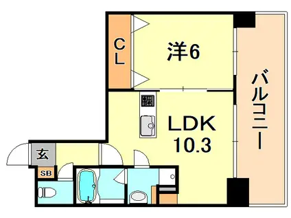 アプリーレ神戸元町(1LDK/13階)の間取り写真