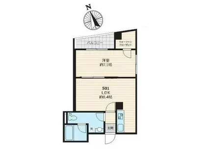 ピークサイドレジデンス早稲田(1LDK/5階)の間取り写真