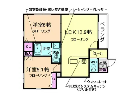 阪急箕面線 桜井駅(大阪) 徒歩3分 2階建 築12年(2LDK/1階)の間取り写真
