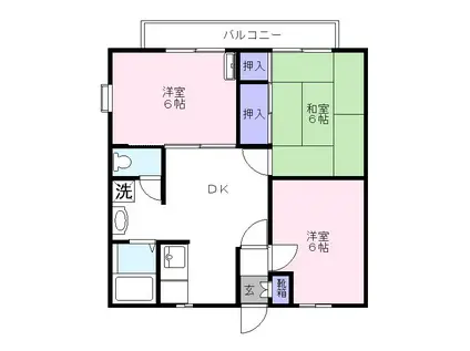 コーポアネックス C(3DK/1階)の間取り写真