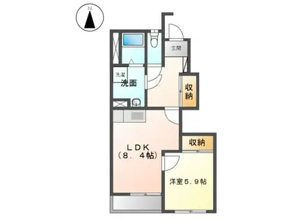 ウエストホープ灯明寺(1LDK/1階)の間取り写真