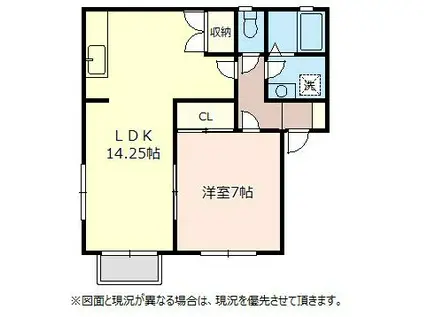 ベルシオン桜町B(1LDK/2階)の間取り写真