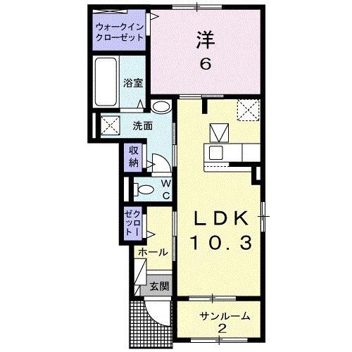 ジャスパーEX・I(1LDK/1階)の間取り写真