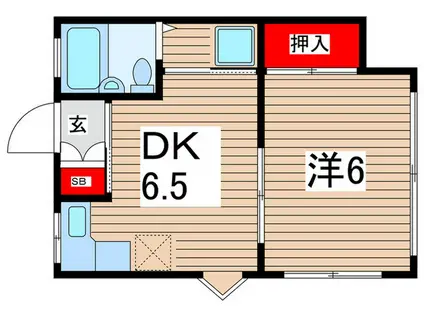 フラット谷戸A(1DK/1階)の間取り写真