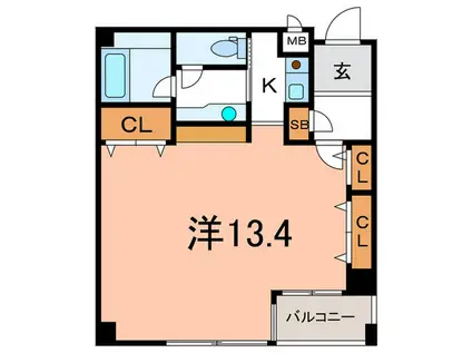ルーア芦屋(1K/1階)の間取り写真