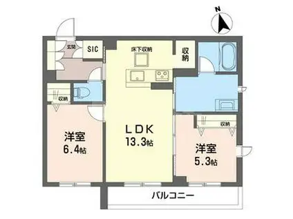 ルピナス グランデ(2LDK/1階)の間取り写真