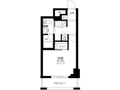 パレステュディオ麻布イースト(1K/7階)の間取り写真