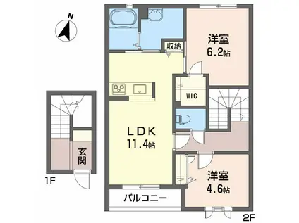 ビオラ天山(2LDK/2階)の間取り写真