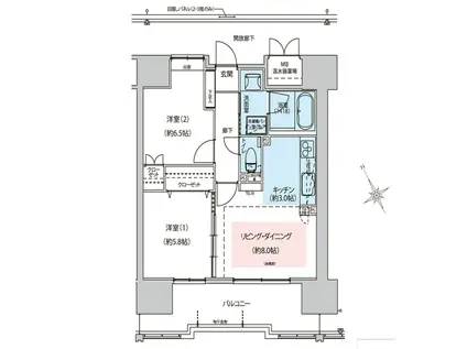 グランセリオ中央(2LDK/3階)の間取り写真