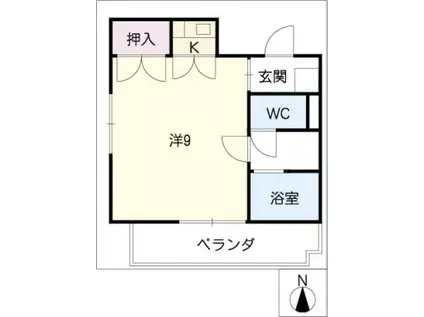 ローレルハウス(1K/2階)の間取り写真