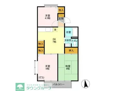 ドリームハイツB棟(3DK/1階)の間取り写真