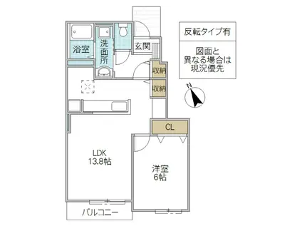 グレース・ヴィラ 弐番館(1LDK/1階)の間取り写真