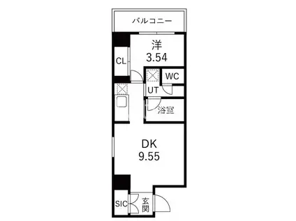 京福電鉄嵐山本線 嵐電天神川駅 徒歩16分 7階建 新築(1DK/2階)の間取り写真