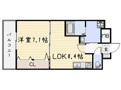 NO.65クロッシングタワーORIENT.BLD(1LDK/9階)の間取り写真