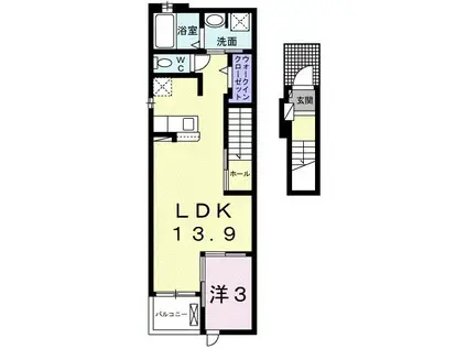 NKJ610(1LDK/2階)の間取り写真