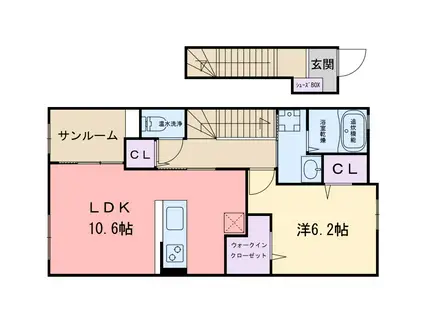 アーバンライフ潤南B(1LDK/2階)の間取り写真
