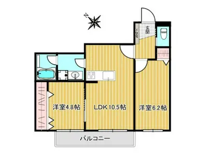 カネモトハウス(2LDK/1階)の間取り写真