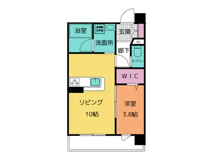 サンブライト本通(1LDK/8階)の間取り写真