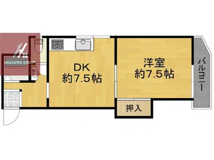 シティパリス(1DK/2階)の間取り写真