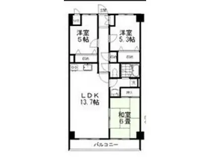 グレース伏見(3LDK/1階)の間取り写真