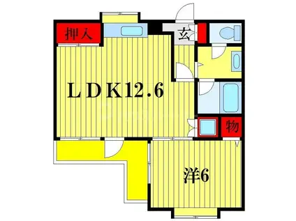 LEO六拾弐番館(1LDK/4階)の間取り写真
