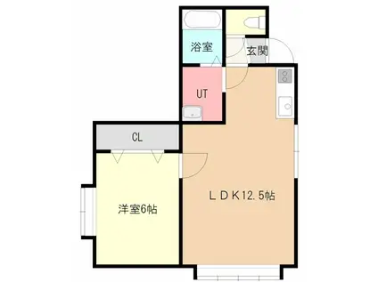 月寒ハイツ(1LDK/2階)の間取り写真