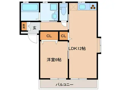 MOVE(1LDK/1階)の間取り写真
