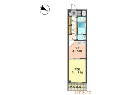 プランドールI(1DK/2階)の間取り写真