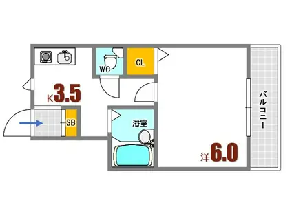フルーレ矢野(1K/1階)の間取り写真