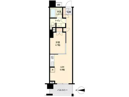 アールスタイルズ武蔵小杉ウエスト(1LDK/2階)の間取り写真