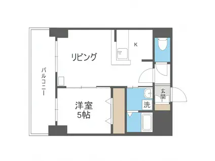 サンコート本通ガーデンヒルズ(1LDK/9階)の間取り写真