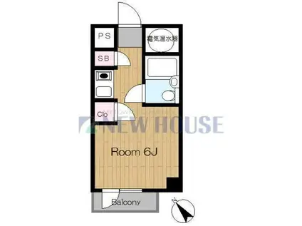 コスモシティ市ヶ谷(ワンルーム/4階)の間取り写真