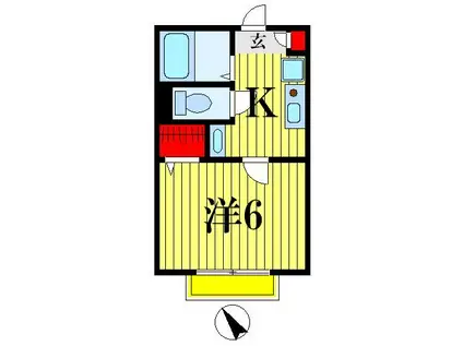 ジュピター T&F(1K/2階)の間取り写真