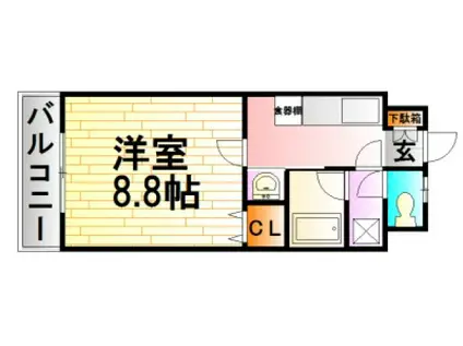 ロイアルアークKOHNO(1K/4階)の間取り写真