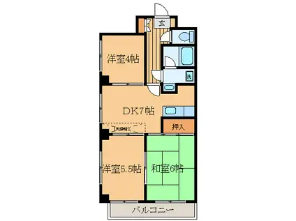 カーサ・フィオーレ(3DK/4階)の間取り写真