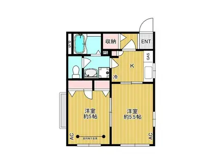 ファミーユK(2K/2階)の間取り写真