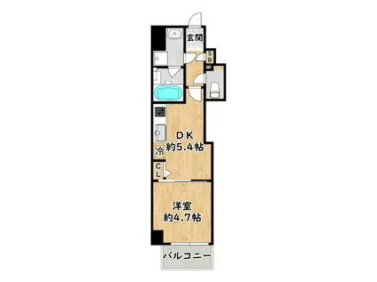 エレガントレジデンスYODOGAWA(1DK/8階)の間取り写真