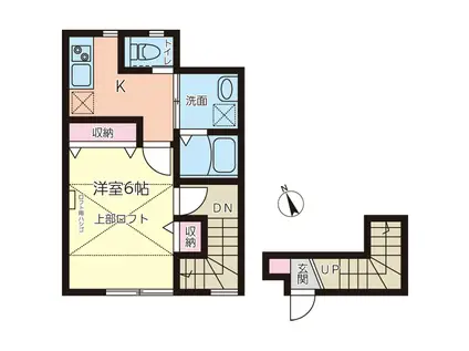 N・FLAT(1K/2階)の間取り写真